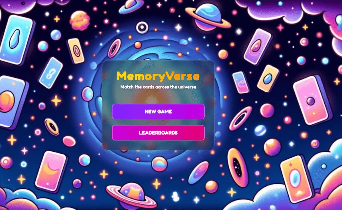 Interface preview of the MemoryVerse web game