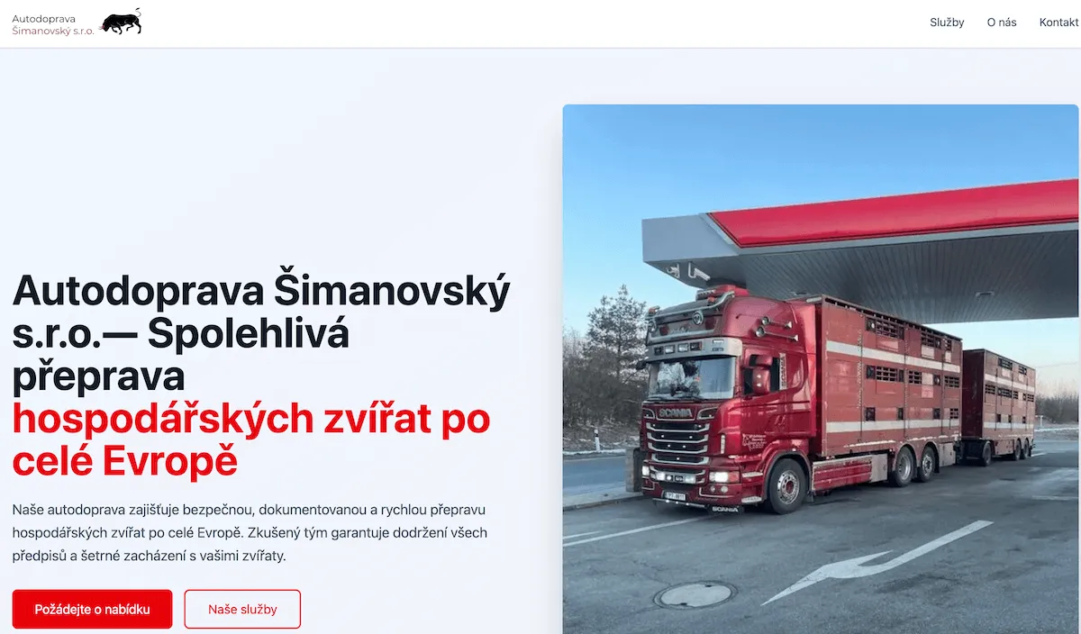Screenshot projektu Autodoprava Šimanovský s.r.o.